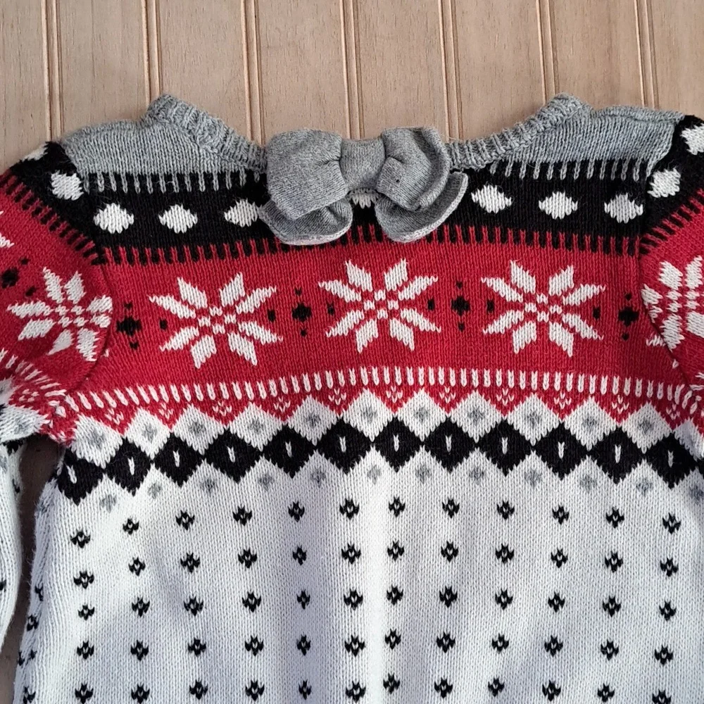 Gymboree Toddler Fair Isle Sweater Dress Nordic Holiday Knit Cotton Ruffles